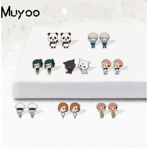 2021 New Arrival Jujutsu Kaisen Anime Kawaii Characters Handcraft Acrylic Epoxy Resin Stud Earrings