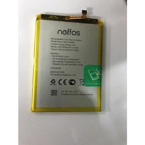 3.85V 4100mAh 15.8Wh NBL-43A4000 replacement Battery For neffos NBL-43A4000 rechargeable polymer li-ion battery