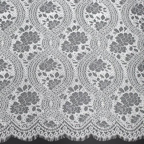 3M / Lot 100% nylon French Eyelash Lace Fabric 150cm Diy Exquisite Lace Embroidery Clothes Wedding Dress Accessories