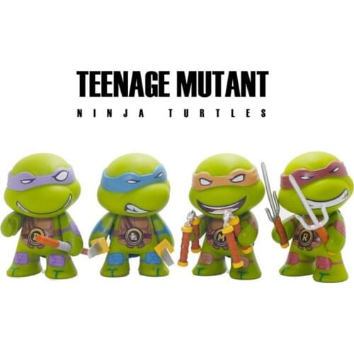 4pcs/Set Teenage Mutant Ninja Turtles Action Figure Ornaments Q Version Movable Model Toys 7cm