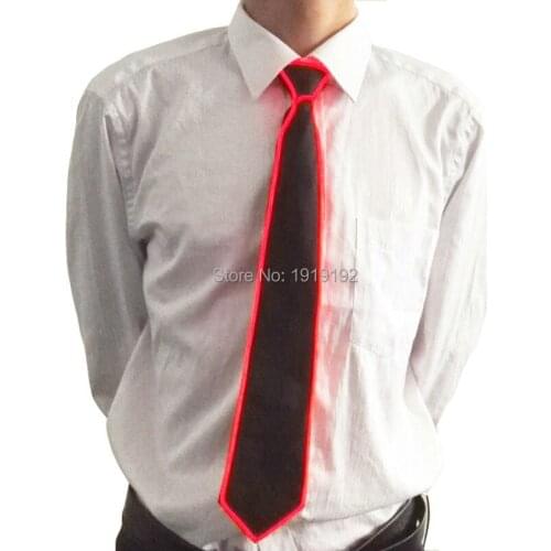 50 pcs EL Wire Tie Light Up LED Neon Light Glowing Tie For DJ,bar,club cosplay Show Party Decoration By 3V Steady on Driver