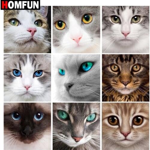 HOMFUN 3D Diamond Painting "Animal cat eyes" DIY Full Rhinestones Drill Cross-stitch Kits Square Round Diamond Embroidery