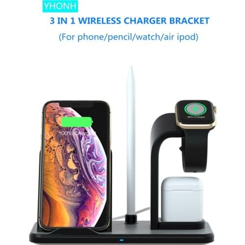 3in1 Qi Wireless Charger Holder Stand CargadoR For Apple Watch Series 4 3 2 Iphone XS MAX XR 8 Plus X 8+ Iwatch Airpods Station
