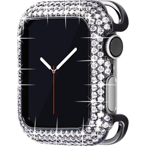 44mm Bling Case for Apple Watch 6 SE 5 4 3 Bezel Cover 40mm 38mm Metal Jewelry Protective Diamond Bumper Women Girl Accessories