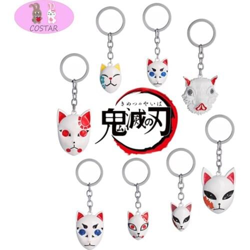 COSTAR Hot Anime Demon Slayer Kimetsu No Yaiba Tanjirou Nezuko Zenitsu Giyuu Shinobu Inosuke Mask Keychain Fashion Brooch