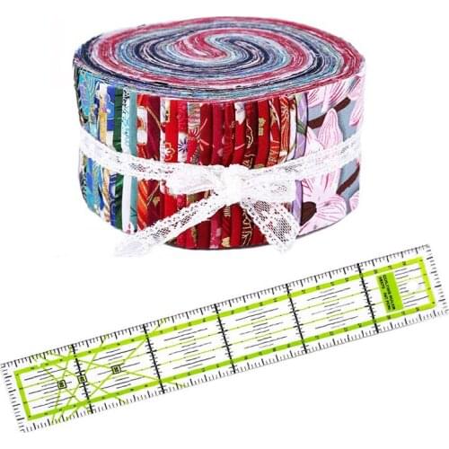 Dailylike Roll Up Cotton Fabric Quilting Strips Cotton Craft Fabric Bundle Quilting Fabric Patchwork with patchwork ruler inch