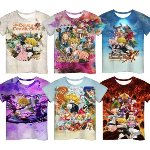 Anime The Seven Deadly Sins 3D Print Tshirts for Boys Girls Kids Cartoon T Shirts Children Short Sleeves T-shirts Summer Clothes