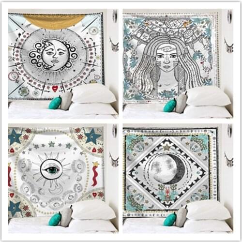 Mandala Tarot Tapestry Wall Hanging Moon Phase Change Tapestries Bedroom Decor Bedspread Throw Cover Sun Moon Wall Decor 95x73CM