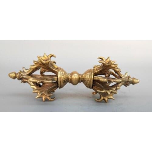 Exquisite Chinese Brass Buddhism Vajry Pestle Exorcism Instrument Dharma-vessel