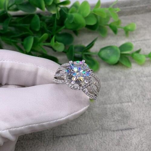 Solid 18K White Gold 1ct AU750 DF Color Round Brilliant Cut Moissanite Halo Ring Lab Diamond Engagement Ring For Women