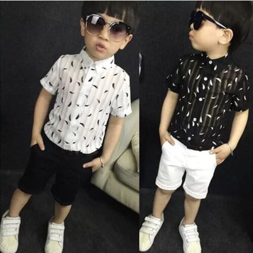 Summer Kids Baby Clothing Set Boys Suit Cotton Baby Short Sleeve Shirt+Shorts Pants 2pcs Suit Fashion 3-10Y