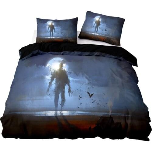 3D Bat Giant Pattern Duvet Cover Set With Pillowcase, 210x210 Quilt Cover, 140×210 Blanket Cover,Black Extra Large Bedding Set