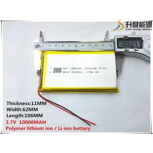 Li-po 1pcs/lot 1162106 3.7 V lithium polymer battery 10000 mah DIY mobile emergency power charging treasure battery