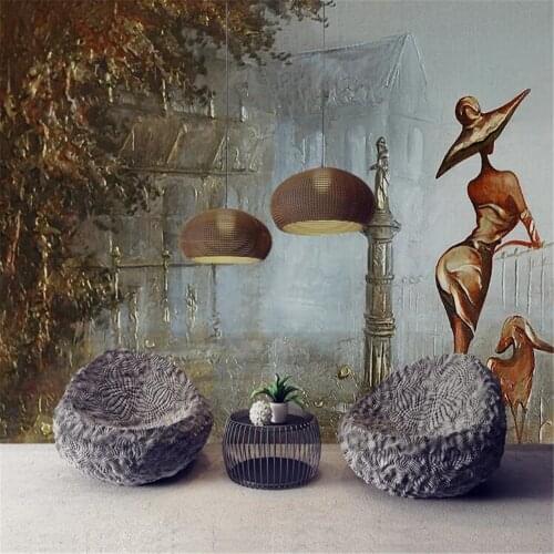 MIlofi European three-dimensional relief golden beauty character background wall painting
