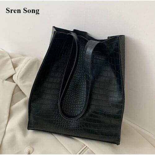 Fashion Women Bags Casual Totes Bag New Alligator Leather Shoulder Handbags Wild Ladys Bag Large Capacity Shopper Totes