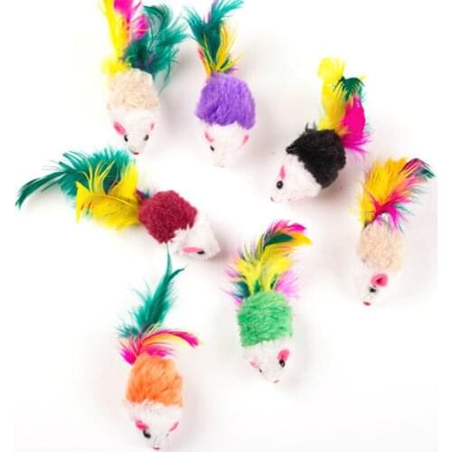 10Pcs 5Pcs/lot Soft Fleece False Mouse Cat Toys Colorful Feather Funny Playing Toys For Cats Kitten interactive cat toy mouse