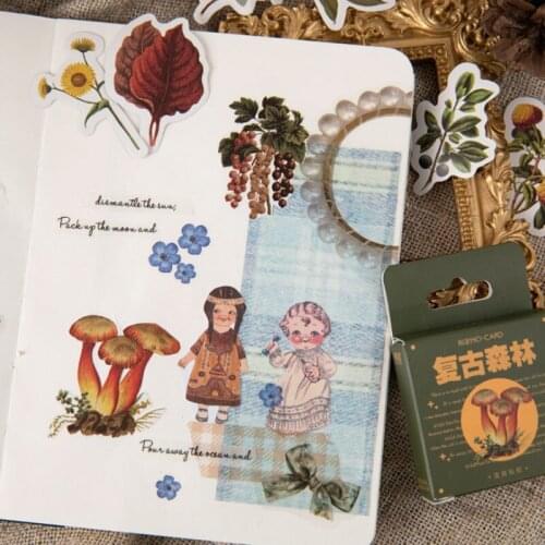 30box Mini Paper Sticker Diary Album Scrapbooking Decoration Sticker Kawaii Stationery Retro Forest Plant Student DIY Sticker