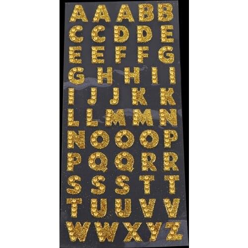 55pcs/sheet New DIY A-Z Words Alphabet Letter Sticker Glitter Crystal Rhinestones Self Adhesive Baby Decals Toy Home Decoration