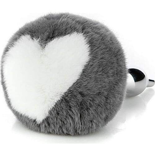 True Hair Love Gray and Detachable Rabbit Tail Anal Plugs Cosplay Posterior Atrium Anal Plugs Tail Handcuffs for Sex