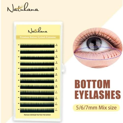 NATUHANA Bottom Lashes J Curl 5mm 6mm 7mm Under False Eyelashes Short Individual Natural Mink Eyelash Extension Makeup Tools