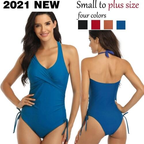 2021 New Solid Swimsuit Plus Size One Piece Swimwear Swimming Bathing Beachwear Black Blue Push Up Big Large Plussize Suits