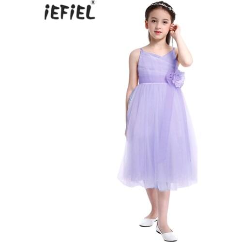 IEFiEL Toddler Girls Tulle Mesh Flower Girls Dress Beautiful Princess Dress Vestidos Elegant Kids Birthday Wedding Party Dress