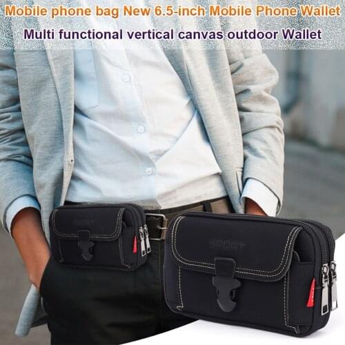 Casual Portable Mobile Phone Pouches Multi-zipper Men Canvas Waist Belt Bum Bag Running Pouch Travel Camping Bags