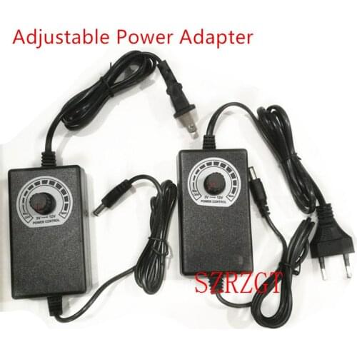 Adjustable Power Adapter 24W 9-24V 1A,3-12V 2A, Motor Speed Controller Power Adapter Supply Dimmable 110V 220V EU/US Plug