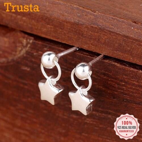 Trustdavis New Hot Sell 100% 925 Sterling Silver Fashion Tiny Star Stud Earrings For Women Wedding Party Jewelry Gift DS116