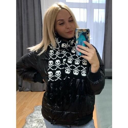 Spain Stylish Knitted Skull Scarf Unisex Women Men Winter Skeleton Pashmina Shawl Rock Style Acrylic Cycling Wraps With Fringes