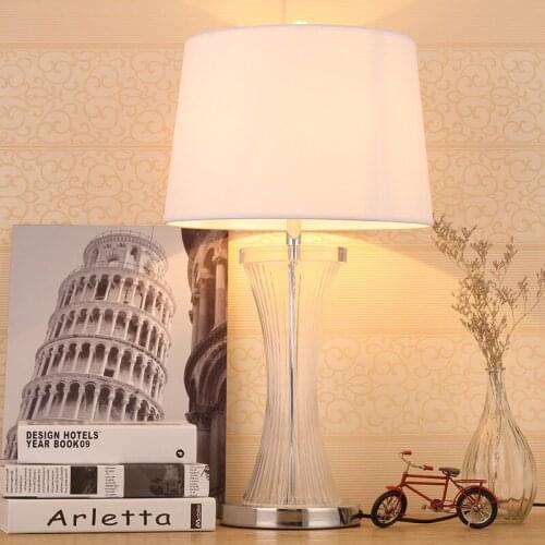 Modern Glass Crystal Table Lamps For Living Room Bedroom Wedding Gift Bedside Lamp 110v 220v EU Plug Button Switch