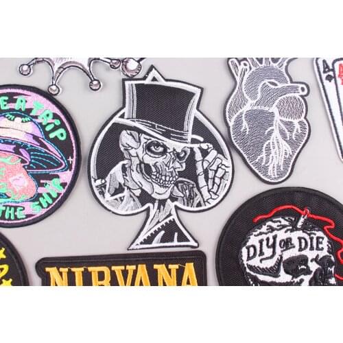 Punk Skull Iron On Stickers For Clothes Parches Bordados UFO Rock Hippie Mexican Badge Decal Decoration Sewing Embroidered Patch