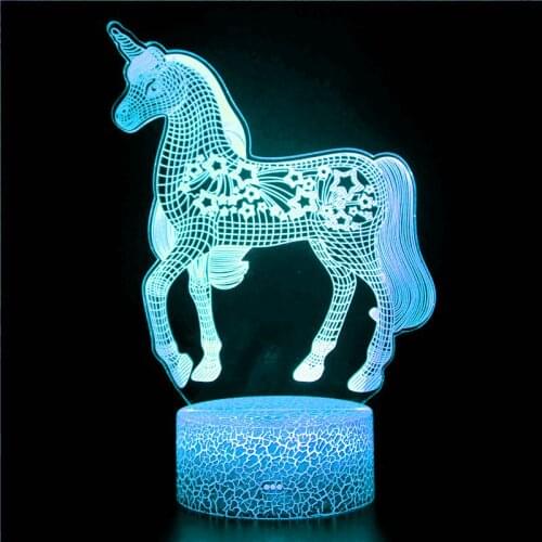 For unicorn 3D LED night light touch sensor color USB battery compartment cartoon bedroom bedside lamp boys and girls baby gifts