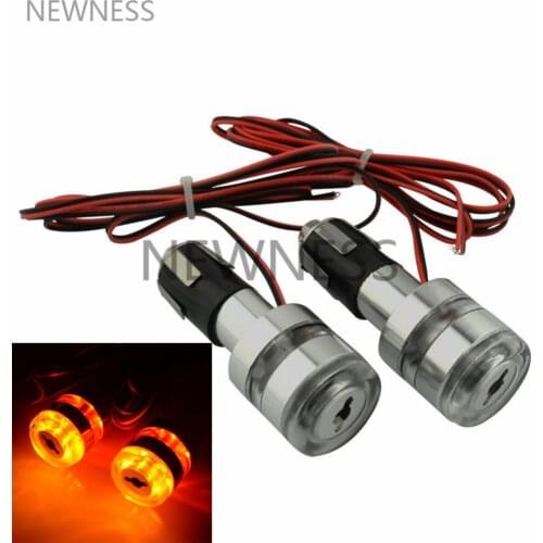 Universal LED Handlebar Turn Signals Motorcycle Open Bar End Turn Signal Lights Amber Indicator Flashers 7/8" Bar End Blinkers