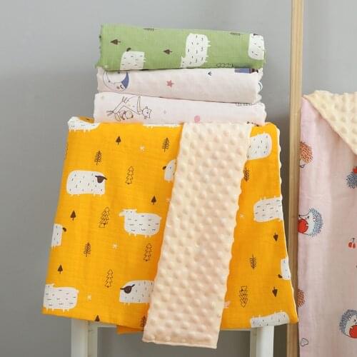 Thicken Quilt for Children Cotton Gauze Baby Blanket Double Bedding Baby Swaddle Blankets New Born Plush Mink Wrap Sleepsack