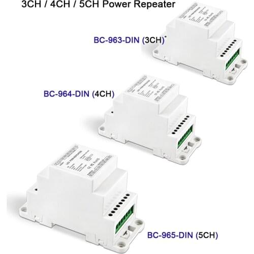 High frequency DIN Rail Power Repeater DC5V 12V 24V 3CH/4CH/5CH LED Strip Light Amplifier RGB/RGBW/RGBCW lamp tape controller