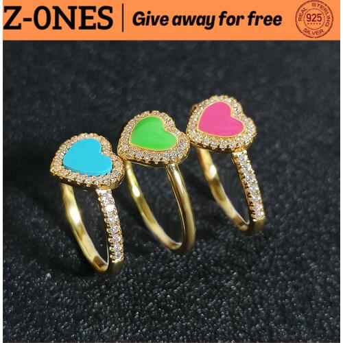 Women925 sterling silver luxury brand monaco jewelry love heart enamel ring birthday party gift