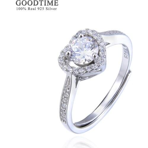 Elegant Women Rings Pure 925 Sterling Silver Ring Jewelry Anniversary Love Heart Zircon Ring Fashion Wedding Ring For Bridal