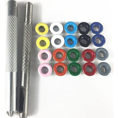 100pcs Metal Eyelets Hole 5mm Leathercraft DIY Scrapbooking Shoes Boots Belt Bag Tags Clothes Accessories+1set Eyelets Fix Tool