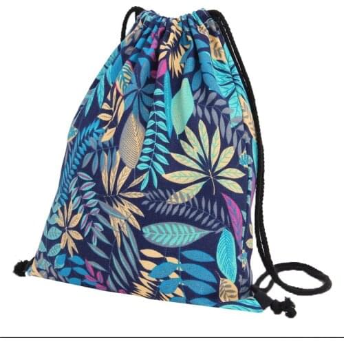 20PCS / LOT Women Drawstring Bags 3D Printing National Style Travel Backpack Portable Multifunctional Reusable Pouch Wholesale
