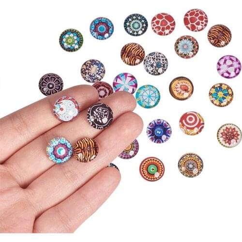 200 Pcs/Pack 12mm Random Color Mosaic Series Glass Patch DIY Handmade Patch Jewelry Accessories