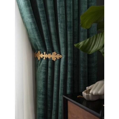 Light Luxury Flannel Blackout Curtains for Bedroom Living Room Curtains Luxury Home Decor Solid Color Dark Green Curtains