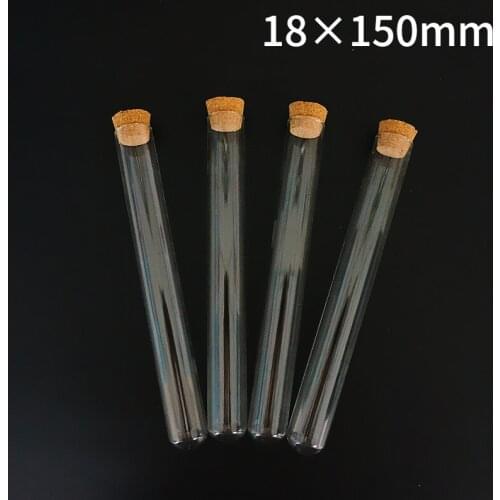 24pcs/lot 18x150mm Lab Round Bottom Glass Test Tube With Cork Stoppers Laboratory Glassware Container