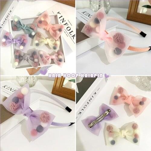 Accessories Mesh Ball Hairpin Bow Duckbill Clip Candy Color Girl Heart Hairpin Hair Ties Hair Bands for Women Hair Clip