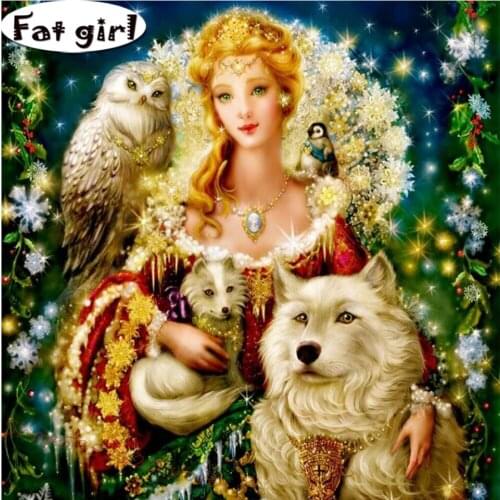 New Products Christmas Princess 5D Diy Diamond Painting Animal Owl, Wolf, Bird Mosaic Cross Stitch Embroidery Square Round Drill