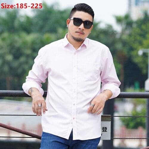 White Shirt Men Formal Office Long Sleeve Male Casual Smart Loose Black Blue Pink Red Blouse Plus Size 8XL Big Business Clothes