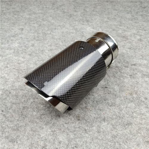 One Piece Glossy Black Carbon Fiber Muffler Tip For Akrapovic Length 170mm Car Universal Stainless Steel Exhaust Pipe
