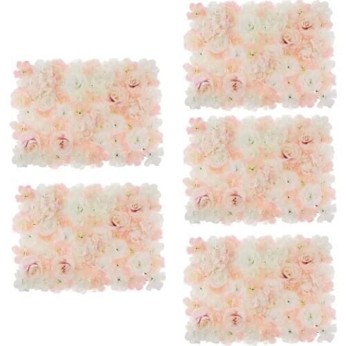 Pieces of 5 Silk Flower Wall Panel Wedding Venue Main Road Decor Party Supplier White Champagne
