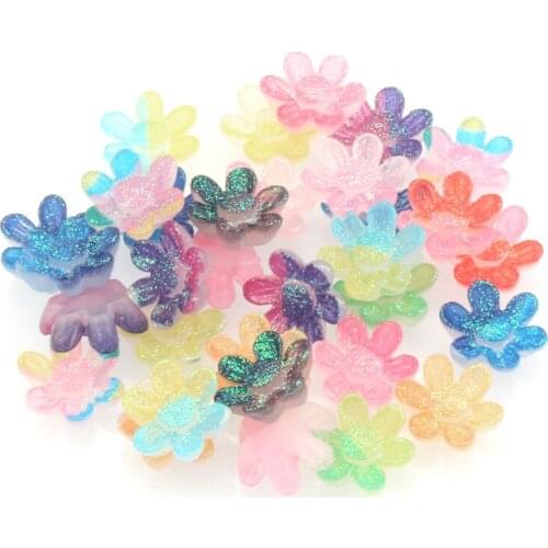 100Pcs 14mm Resin Flowers Cabochon Flatback Decoration Crafts Embellishments For Scrapbooking DIY Accessories