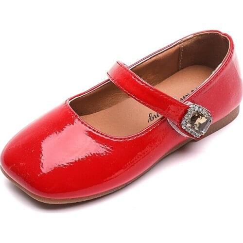 Red Black Girls Shoes kids Princess Shoes Soft bottom Childrens student pu leather shoes chaussure fille 3 4 5 6 7 8 9 10 11 12T